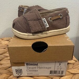 TOMS Baby Taupe Canvas Shoes